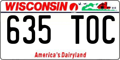WI license plate 635TOC