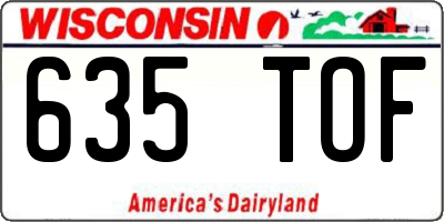 WI license plate 635TOF