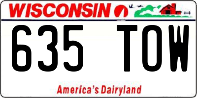 WI license plate 635TOW