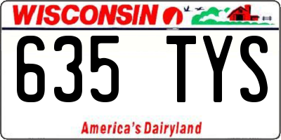 WI license plate 635TYS