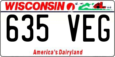 WI license plate 635VEG