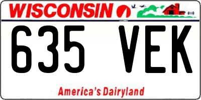 WI license plate 635VEK