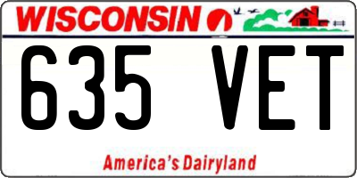 WI license plate 635VET