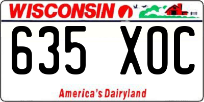 WI license plate 635XOC