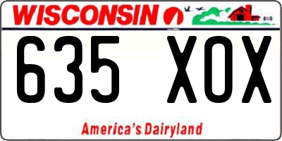 WI license plate 635XOX