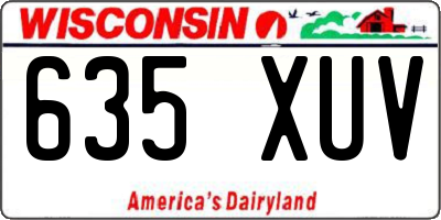 WI license plate 635XUV