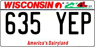 WI license plate 635YEP