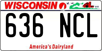 WI license plate 636NCL