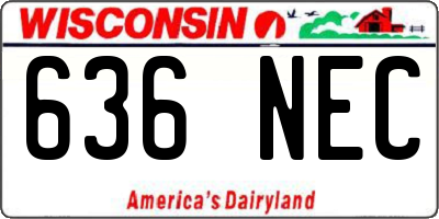 WI license plate 636NEC