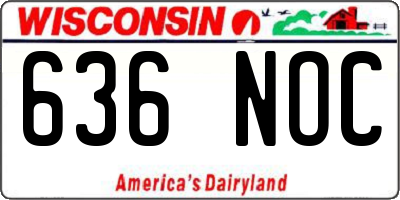 WI license plate 636NOC
