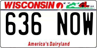 WI license plate 636NOW