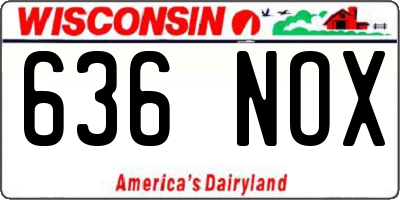 WI license plate 636NOX