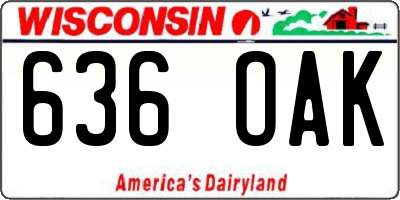 WI license plate 636OAK
