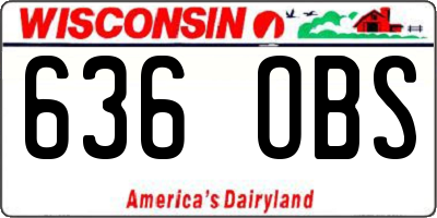 WI license plate 636OBS
