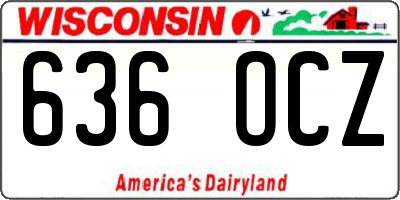 WI license plate 636OCZ