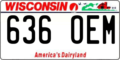 WI license plate 636OEM