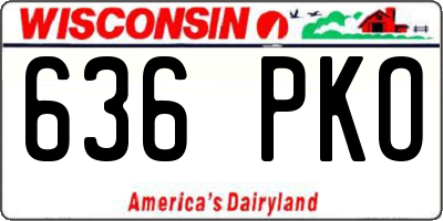 WI license plate 636PKO