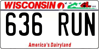 WI license plate 636RUN