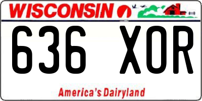 WI license plate 636XOR