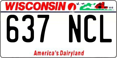 WI license plate 637NCL