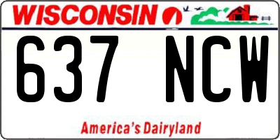 WI license plate 637NCW