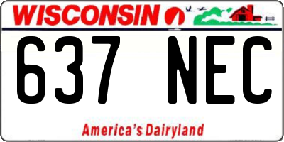 WI license plate 637NEC