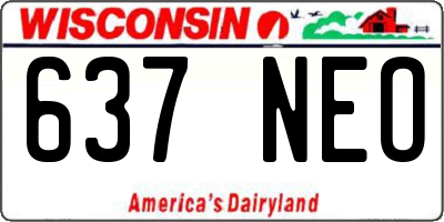 WI license plate 637NEO