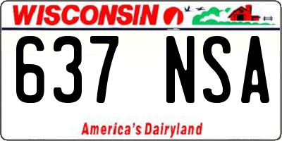 WI license plate 637NSA