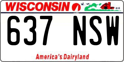 WI license plate 637NSW