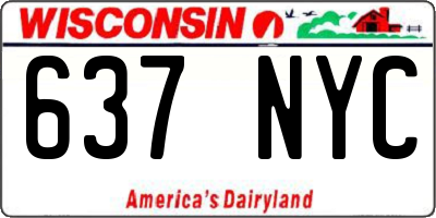 WI license plate 637NYC