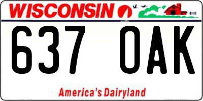 WI license plate 637OAK