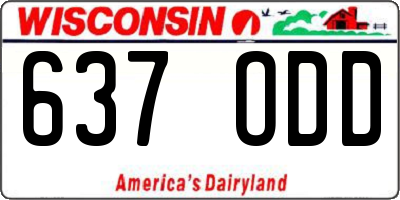 WI license plate 637ODD