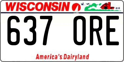 WI license plate 637ORE