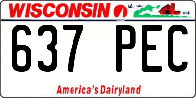 WI license plate 637PEC