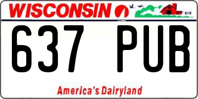WI license plate 637PUB