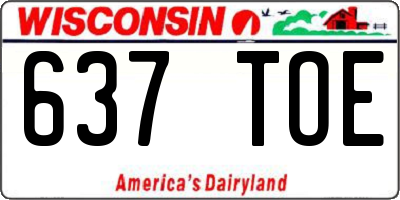 WI license plate 637TOE
