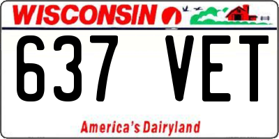 WI license plate 637VET