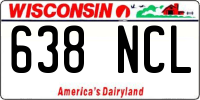 WI license plate 638NCL