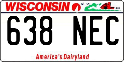 WI license plate 638NEC