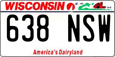 WI license plate 638NSW