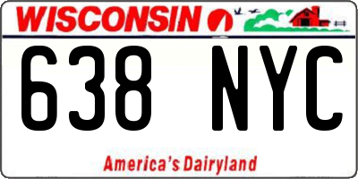 WI license plate 638NYC