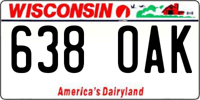 WI license plate 638OAK