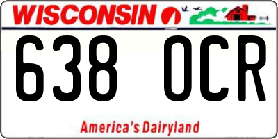 WI license plate 638OCR