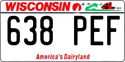 WI license plate 638PEF
