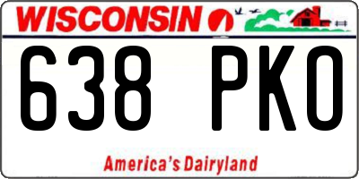 WI license plate 638PKO