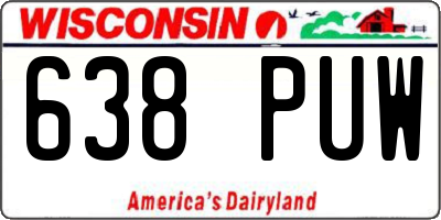 WI license plate 638PUW