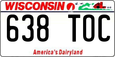 WI license plate 638TOC