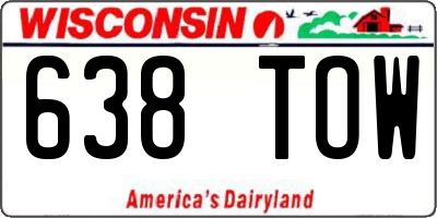 WI license plate 638TOW