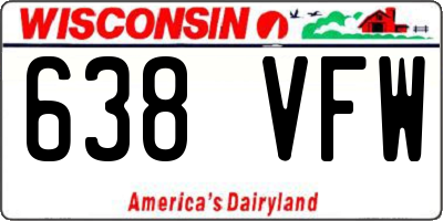 WI license plate 638VFW