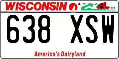 WI license plate 638XSW